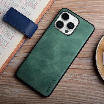 Чехол для iPhone 15 14 13 12 11 Pro Max Mini 8 7 6 Plus SE 2022 2020 XR XS Max X Funda Coque из прочной шелковистой кожи 13 Pro Max темно серый