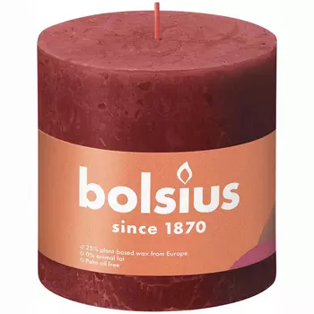 Свеча Bolsius Rustic 10х10 см Shine нежно-красная