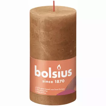 Свеча Bolsius Rustic 13х6,8 см Shine пряно-коричневая