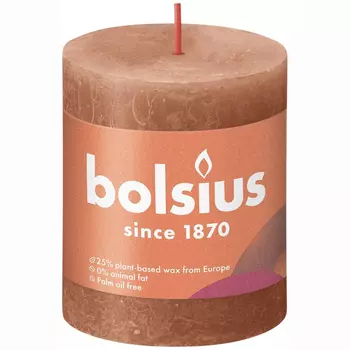 Свеча Bolsius Rustic 8х6,8 см Shine ржаво-розовая