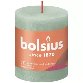 Свеча Bolsius Rustic 8х6,8 см Shine зеленая шалфей