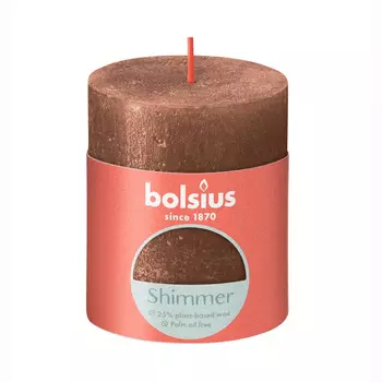 Свеча Bolsius Rustic Metallic Shimmer 8х6,8 см медная