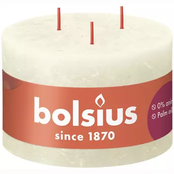 Свеча Bolsius Rustic Shine 9х14 см с 3 фитилями жемчужная