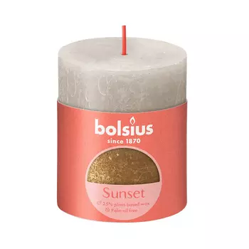 Свеча Bolsius Rustic Sunset 8х6,8 см розово-золотая