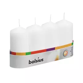 Свеча Bolsius столбик 10х4,8 см белая 4 шт