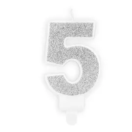 Свеча праздничная Party Deco 5 серебро 7см