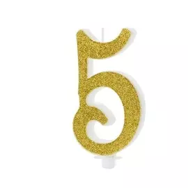 Свеча праздничная Party Deco 5 золотая 10см
