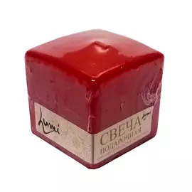 Свеча призма квадратная Lumi 6x6x6 красная