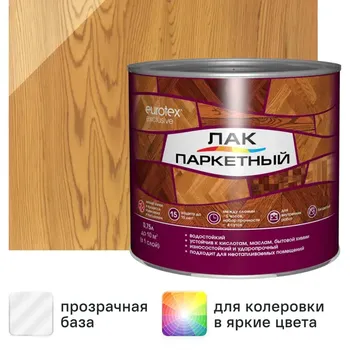 Лак паркетный алкид-уретановый Eurotex Exclusive полуматовый бесцветный 0.75 л