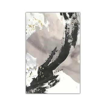 Китайские чернила, черно-белая кисть, абстрактные линии, холст, картина, плакат и принт, настенные художественные картинки для декора гостиной 21x30cm No Frame