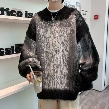 Plaid Jacquard Round Neck Sweater: Trendy Light Luxury for Autumn & Winter XL белый