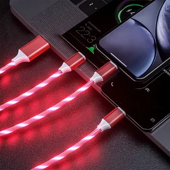 3 в 1 светящийся зарядный кабель для Android Huawei XiaoMi Iphone модный легкий зарядный кабель 3A быстрая зарядка синий