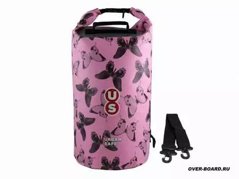 OverBoard гермомешок цилиндрической формы с дизайном - 20 литров (pink-butterfly)