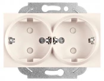 Розетка Panasonic Karre&Arkedia, скрытый монтаж, 2-х постовая, с з/к, со шторками, 16A, без рамки, IP20, бежевый (WKTT02152BG-RU)