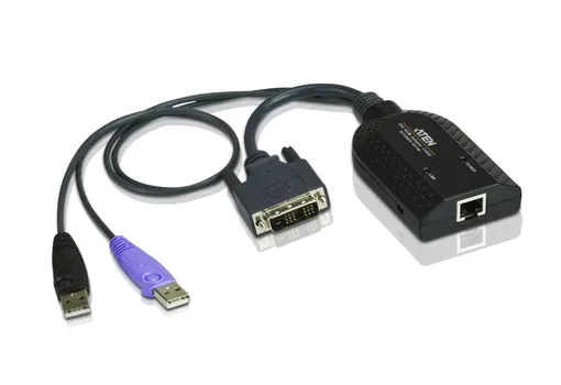 Адаптер KVM (КВМ) ATEN KA7166, 1-ПК, DVI, клавиатура USB, мышь USB (KA7166-AX)
