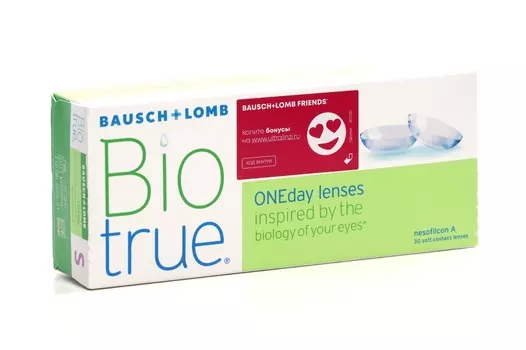 Линзы Bausch+Lomb BioTrue ONEday контактные R 8.6 (диоптрия -8,0), 30 шт