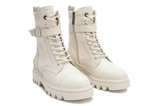 Женские высокие ботинки CARMELA (LEATHER COMBINED LADIES ANKLE BOOTS 160203), бежевые
