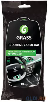 САЛФЕТКИ ВЛАЖНЫЕ ДЛЯ УХОДА ЗА ИНТЕРЬЕРОМ АВТОМОБИЛЯ (ДЛЯ ПЛАСТИКА) (1/16) "GRASS"