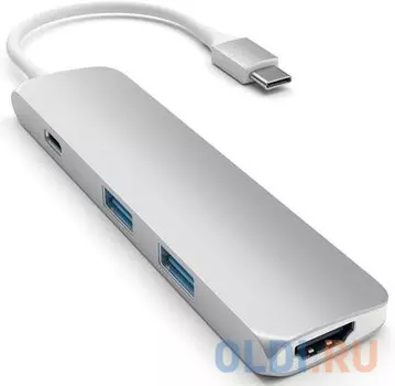 Satechi Slim Aluminum Type-C Multi-Port Adapter Silver ST-CMAS