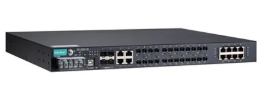 Коммутатор управляемый MOXA PT-7528-8MST-16TX-4GSFP-HV-HV в 19" стойку, 8 портов 10/100BaseF(X) (многомодовые, SТ), 16 портов 10/100/BaseT(X), 4 порта
