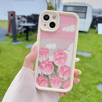 Силиконовый чехол для Xiaomi Redmi Note 13 12 11 10 Samsung A54 A24 A14 Oppo A78 A58 A38 Tecno Spark 10C Funda Pink Tulip Roses Cute Cover Мягкий бампер из ТПУ Infinix Hot 10