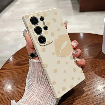 Для Samsung S25 S24 S22 Ultra Plus S23 S21 S20 Fe A55 A54 A53 A35 A15 5g Kiss Pattern Tpu мягкий цветной ударопрочный чехол Samsung S24 серый