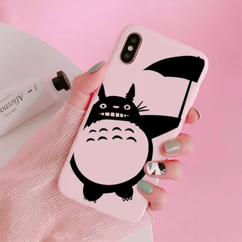 Милый чехол для телефона с рисунком Тоторо Ghibli Миядзаки для iPhone 12 11 Pro Max Mini XS 8 7 6 6S Plus XR матовый ярко-розовый силиконовый чехол iphone 11 pro
