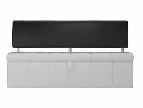 Кухонный прямой диван Стоун Экокожа Белый/Чёрный