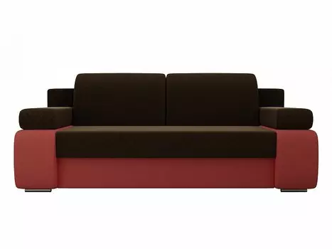 Диван прямой Денвер микровельвет Коричневый/Коралловый