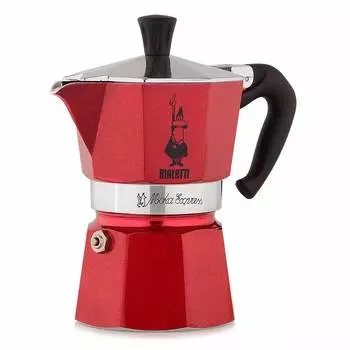 Гейзерная кофеварка Bialetti Moka Express red на 3 порции и молотый кофе Roma 250гр