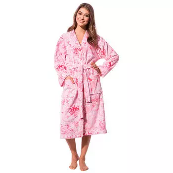 Халат женский Morgenstern Paisley размер M, коралловый с белым