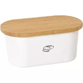 Хлебница с деревянной крышкой для резки Kesper 39x18x23см, цвет белый