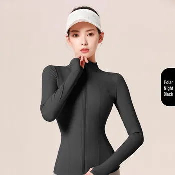 Куртка для йоги Juyitang Stand Collar Slim Fit - Спортивная одежда из нейлона телесного цвета для бега и фитнеса L вишневый розовый