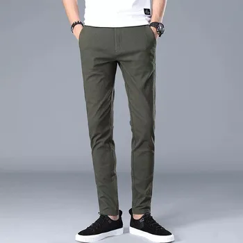 Spring And Autumn Winter Ice Silk/Plush Thick Casual Pants Men S Elastic Pants Fashion Sports Pants 28 синий