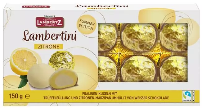 Конфеты Lambertz Lambertini Zitrone с лимонным марципаном и сливочной начинкой 150г