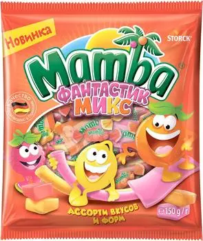 Конфеты Mamba жевательные Фантастик Микс ассорти вкусов и форм 150г