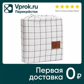 Комплект постельного белья Этель Клетка бело-синий жатый хлопок 2-спальный