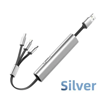 Fonken 3 в 1 USB-кабель для зарядки Кабель USB-Micro USB/Type-C/Lightning Выдвижной зарядный кабель 2.4A Кабель для быстрой зарядки чёрный