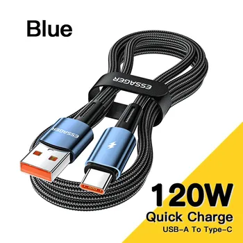 Essager 120 Вт USB Type C кабель сверхбыстрой зарядки 67 Вт кабель быстрой зарядки 6A для Xiaomi 12Pro Redmi K50 Note 11Pro Black Shark5 Pro 1m чёрный