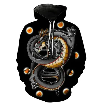Мужская модная толстовка с капюшоном Dragon Ball Cartoon Comic Goku 3D Printed Hoody Casual Cool Children Clothes 4XL