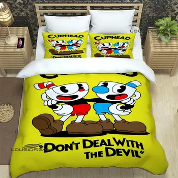 Комплекты постельного белья с мультяшным принтом Cuphead, Изысканный набор постельных принадлежностей, Пододеяльник, Набор одеял, Постельное белье, Роскошный подарок на день рождения 70x133cm 2pcs