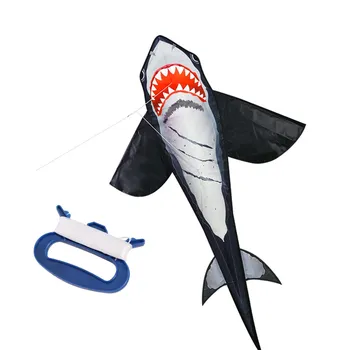 Воздушный змей Shark для детей и взрослых, летающий змей на открытом воздухе с линией 30 м для пляжного парка, легко летать синий