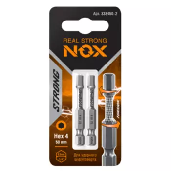 Бита Strong torsion, E6,3, HEX4, 50мм, карта, 2шт
