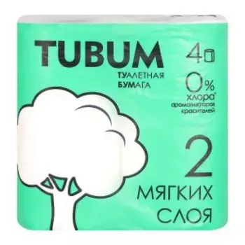 бумага туалетная TUBUM 2-х слойная, 4 шт