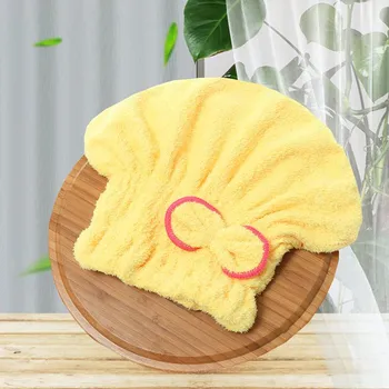 Шапочка для душа для женщин, волосы, микрофибра, быстросохнущая, бант, полотенце, шапочка для спа-салона, аксессуары для комнаты