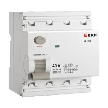 УЗО EKF E1046M40100 ВДТ ВД-100N 4P 40А 100мА AC эл-мех 6кА PROXIMA