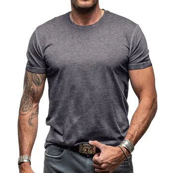 Летняя классическая мужская однотонная футболка с круглым вырезом Tough Guy US XXL чёрный