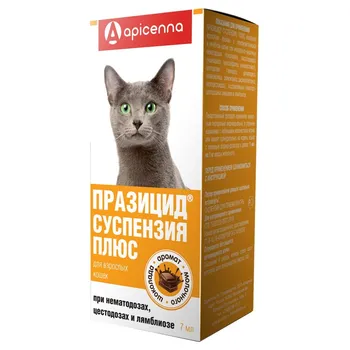 Apicenna Празицид сладкая суспензия Плюс для дегельминтизации при нематозах и цестозах у кошек - 7 мл от глистов для взрослых Россия 1 уп. х 1 шт. х 0.023 кг