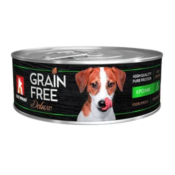 Зоогурман Grain Free Deluxe влажный корм для собак, беззерновой с кроликом, кусочки в желе, в консервах - 100 г повседневный беззерновые для взрослых с кроликом для всех пород консервы (в железной банке) Российский корм 1 уп. х 24 шт. х 2.4 кг