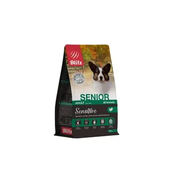 Blitz Adult Senior Sensitive сухой корм для собак старше 7 лет, с индейкой и ячменем - 1,8 кг супер премиум без курицы для взрослых с индейкой для всех пород мешок Российский корм 1 уп. х 1 шт. х 1.8 кг